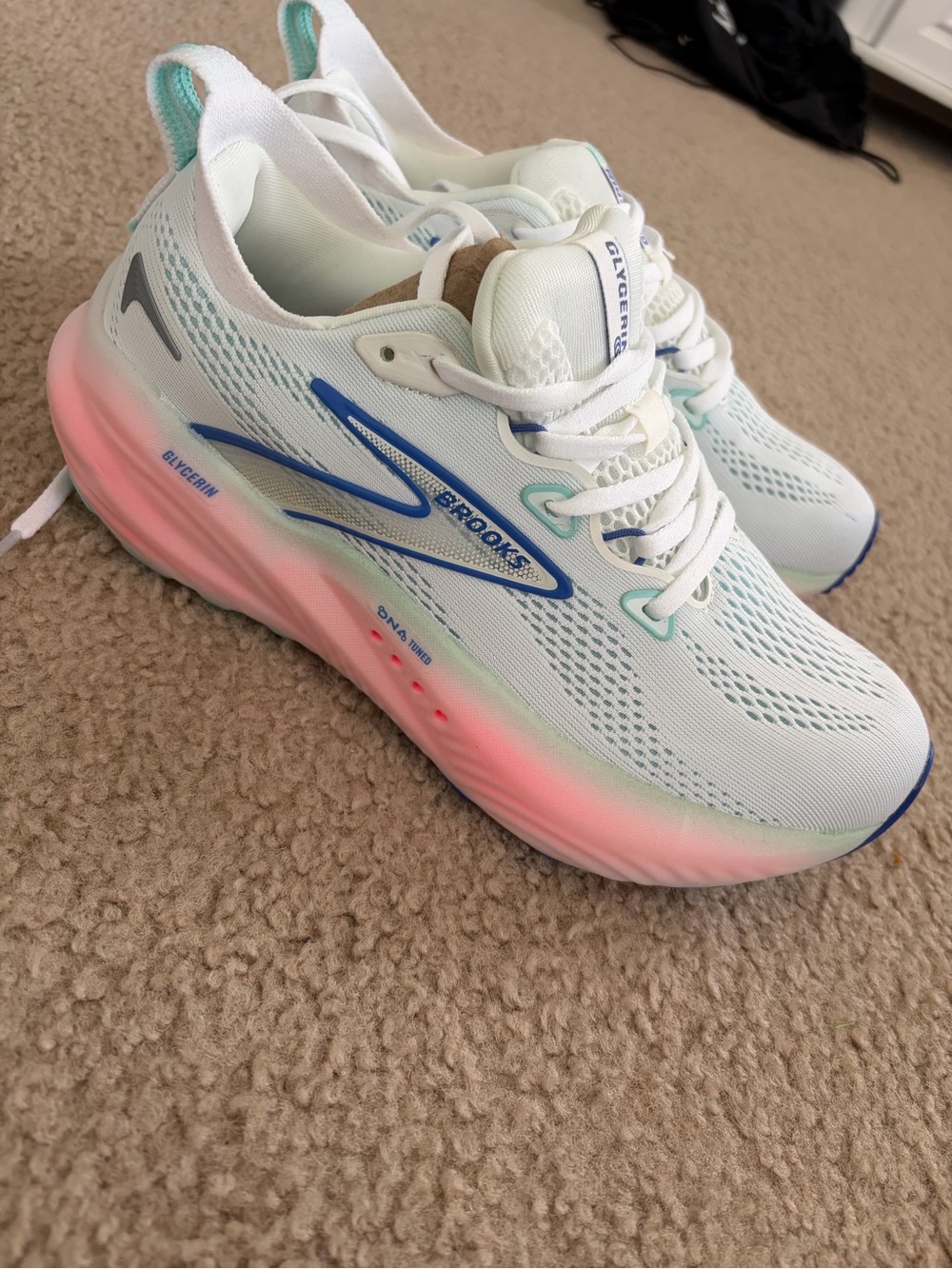 Brooks Women's Running Shoes White Mint Pink Glycerin 20 Styled - Picture 3 of 6